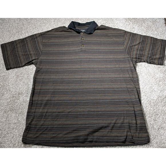Lone Cypress By Pebble Beach Black Golf T Striped Short Sleeve Polo Shirt Mens L - Picture 1 of 6